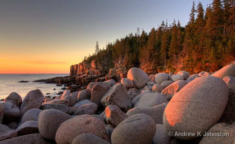 1008_40D_4418-20 HDR.jpg - Sunrise over rocks at Otter Cliffs, Acadia National Park, Maine